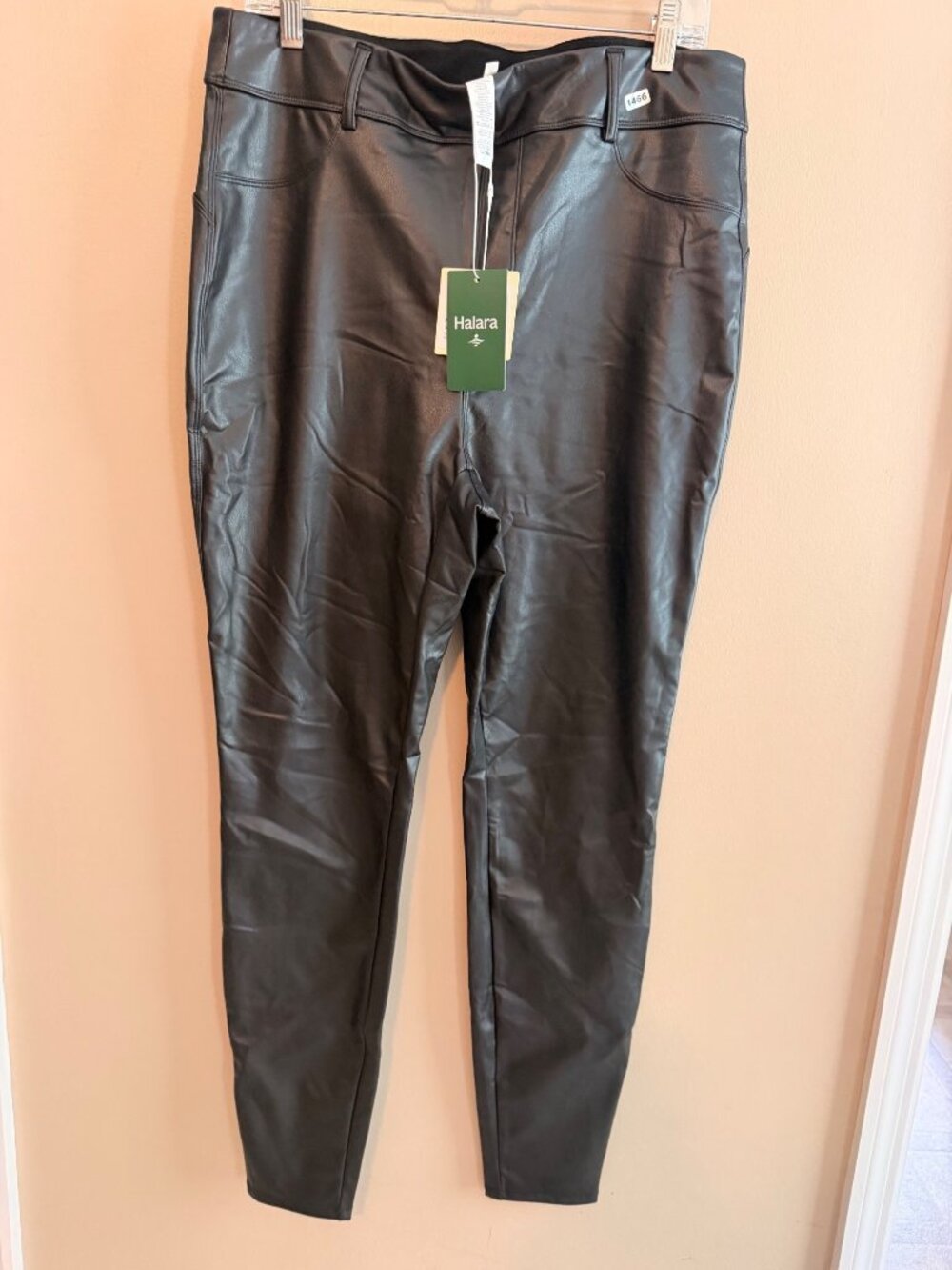 Halara NWT  Black Faux Leather Full-Length Pants XL